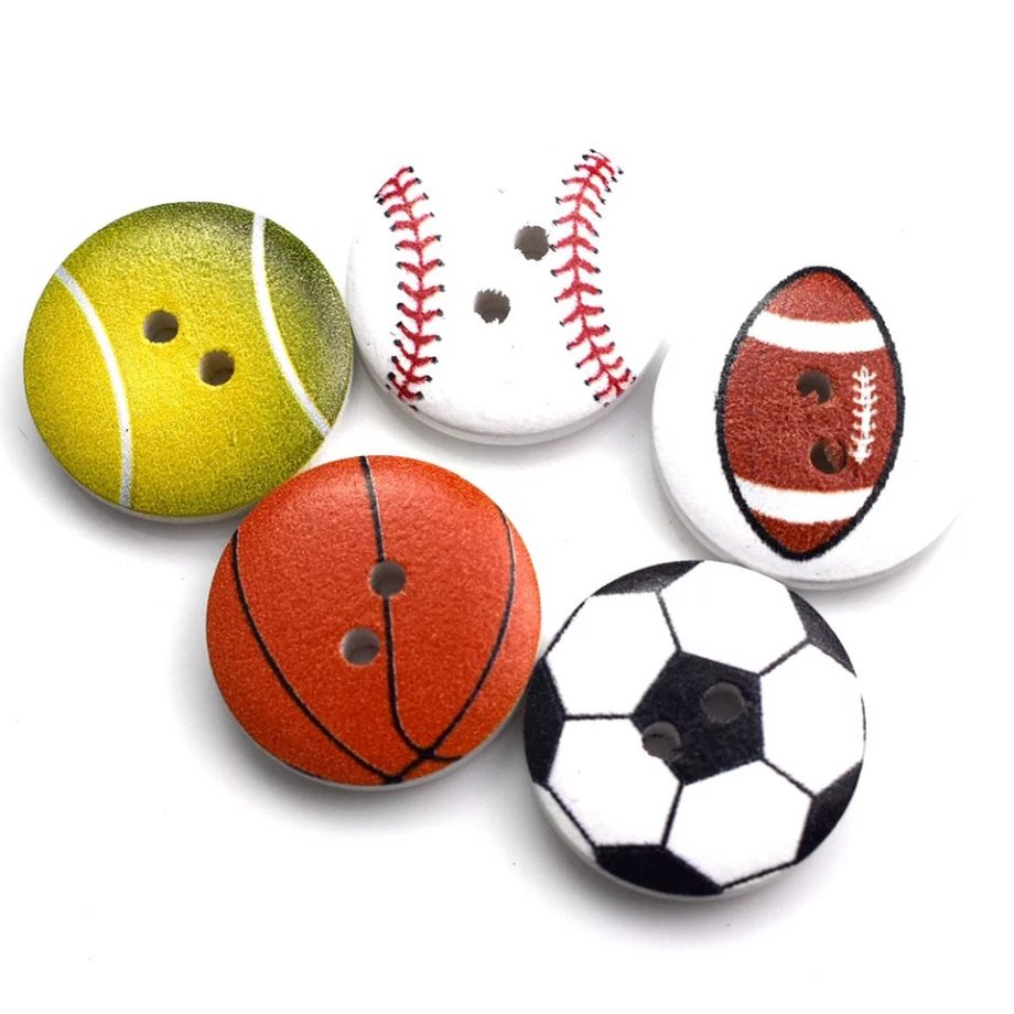 Botones Madera Pelota Beisbol 15 mm 5 unid