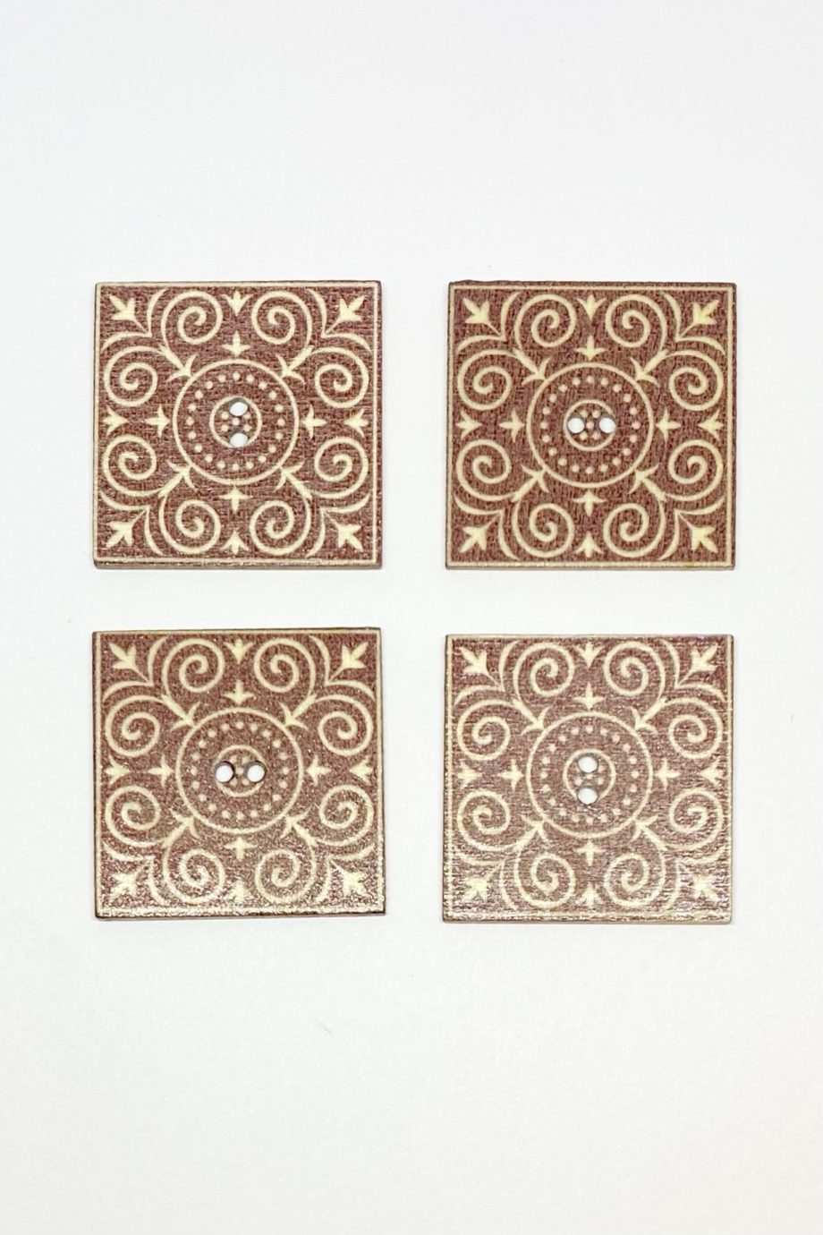 Botones Cuadrados Mandala Diseño A 30 x 30 mm 4 unid