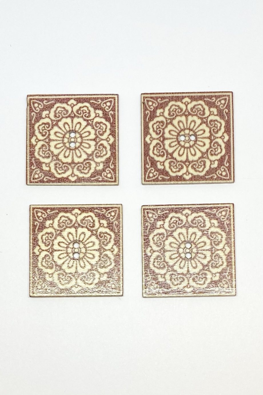 Botones Cuadrados Mandala Diseño B 30 x 30 mm 4 unid