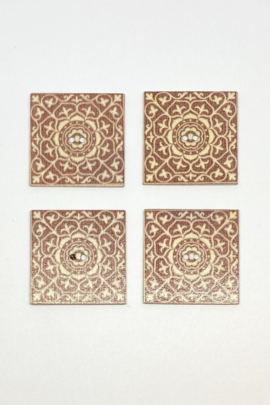Botones Cuadrados Mandala Diseño C 30 x 30 mm 4 unid