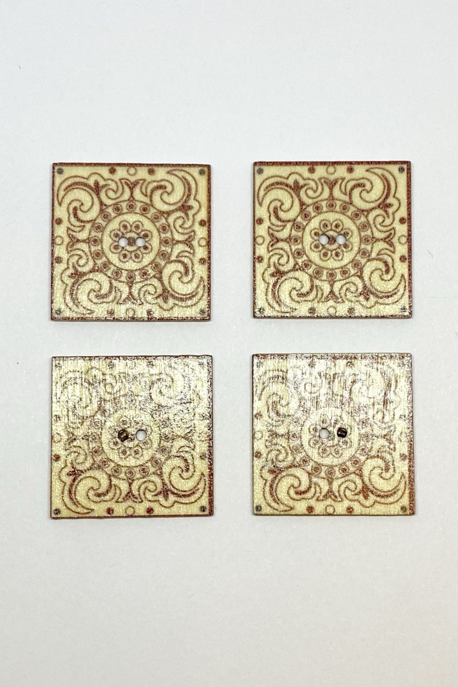 Botones Cuadrados Mandala Diseño D 30 x 30 mm 4 unid