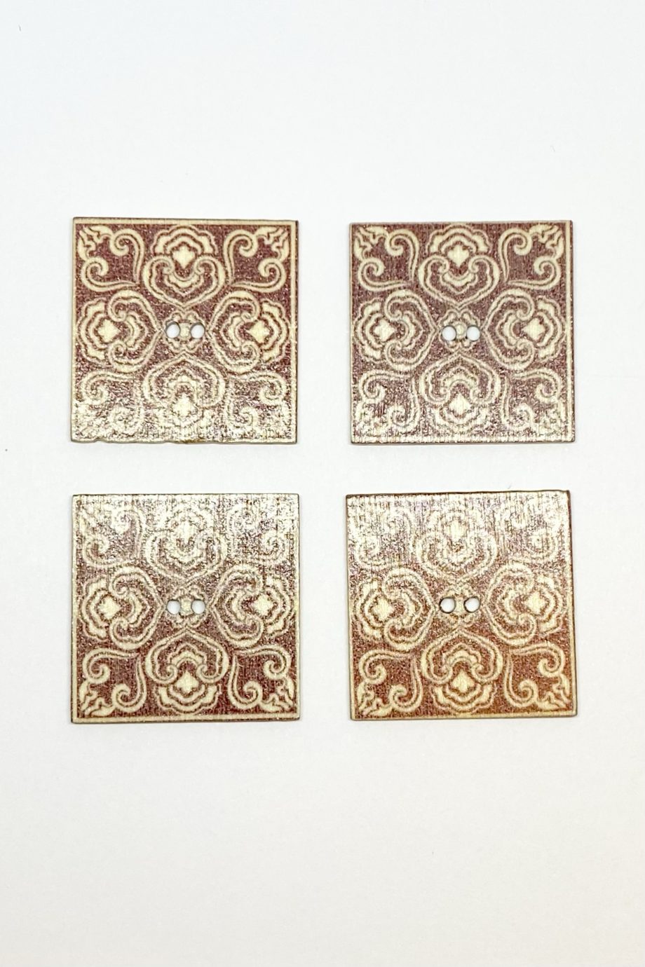 Botones Cuadrados Mandala Diseño E 30 x 30 mm 4 unid