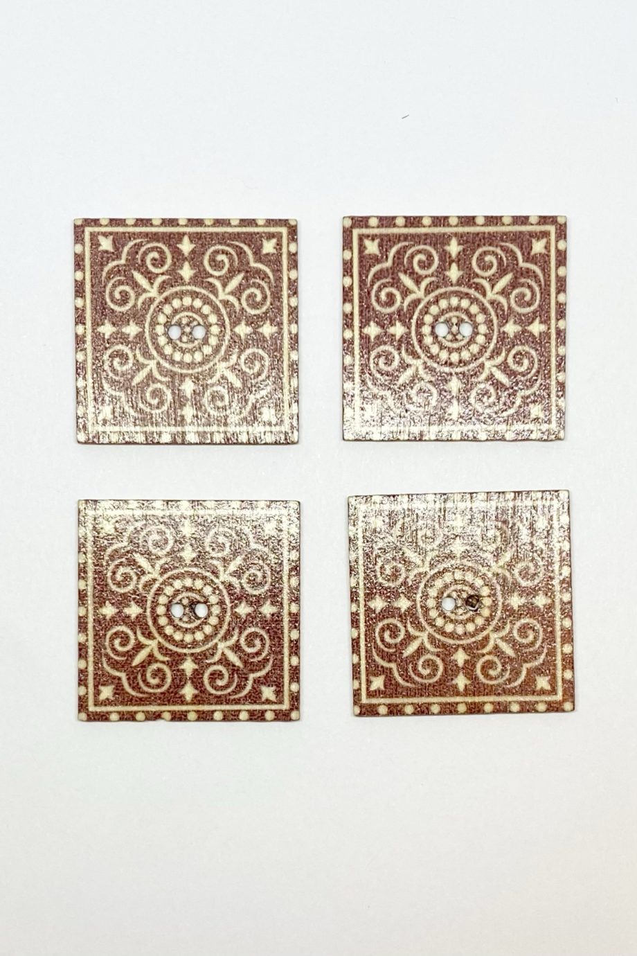Botones Cuadrados Mandala Diseño F 30 x 30 mm 4 unid
