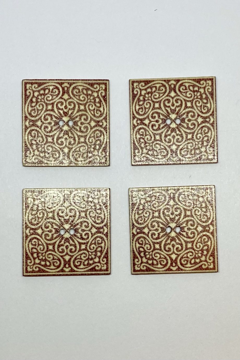Botones Cuadrados Mandala Diseño G 30 x 30 mm 4 unid