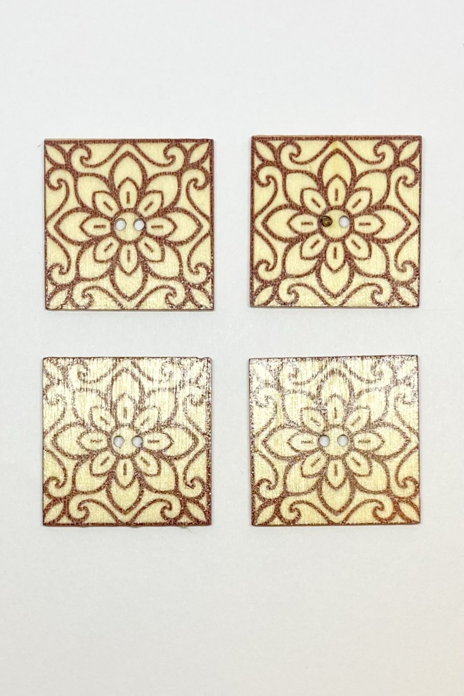 Botones Cuadrados Mandala Diseño H 30 x 30 mm 4 unid