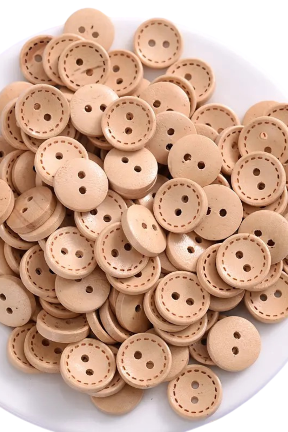 Botones Circular Madera Clara Lineas 15 mm 10 unid